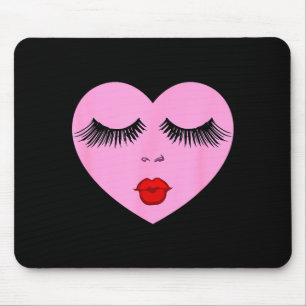 Nk Lady Heart With Eyelashes Valentines Day Kiss  Mouse Mat