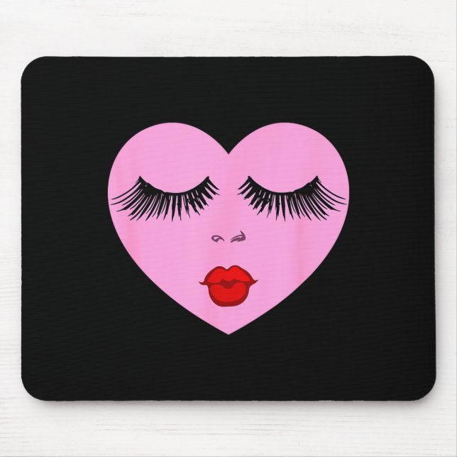 Nk Lady Heart With Eyelashes Valentines Day Kiss  Mouse Mat (Front)