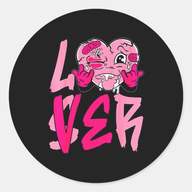 Nk Loser Lover Nk Drip Heart Matching Tee For Men  Classic Round Sticker (Front)