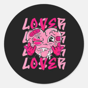 Nk Loser Lover Nk Drip Heart Matching Tee For Men Classic Round Sticker