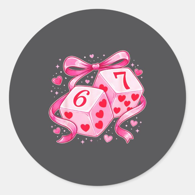 Nk Love Dice 6 7 Hearts Valentine Cute Romantic Ar Classic Round Sticker (Front)