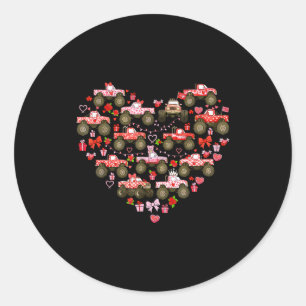 Nk Monster Truck Heart Xoxo Boys Girls Kids Valent Classic Round Sticker