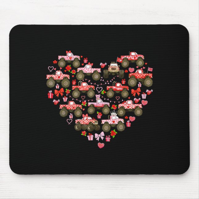 Nk Monster Truck Heart Xoxo Boys Girls Kids Valent Mouse Mat (Front)