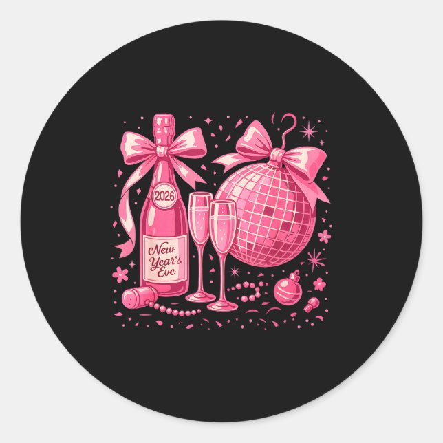Nk New Year's Eve 2026 Disco Champagne Party  Classic Round Sticker (Front)