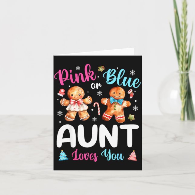 Nk Or Blue Aunt Loves You Gender Reveal Christmas  Card (Front)