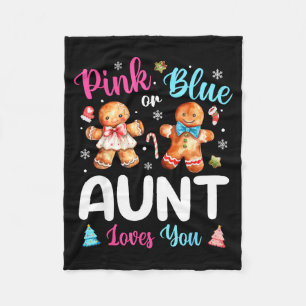 Nk Or Blue Aunt Loves You Gender Reveal Christmas  Fleece Blanket