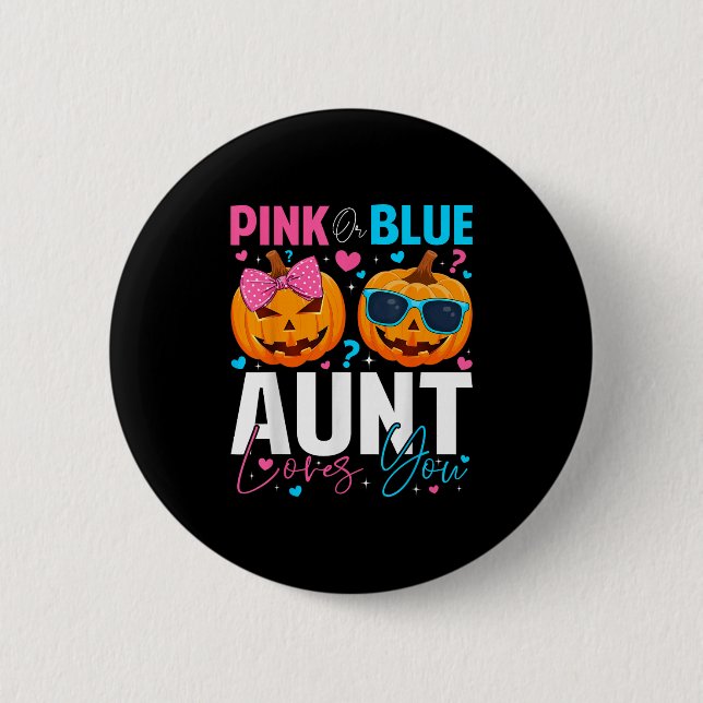 Nk Or Blue Aunt Loves You Pumpkin Halloween Gender 6 Cm Round Badge (Front)