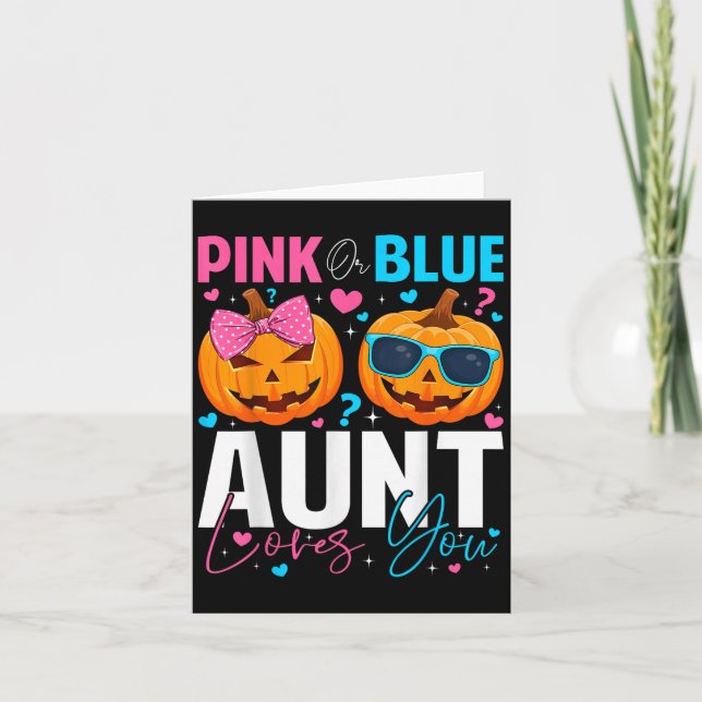Nk Or Blue Aunt Loves You Pumpkin Halloween Gender Card (Front)