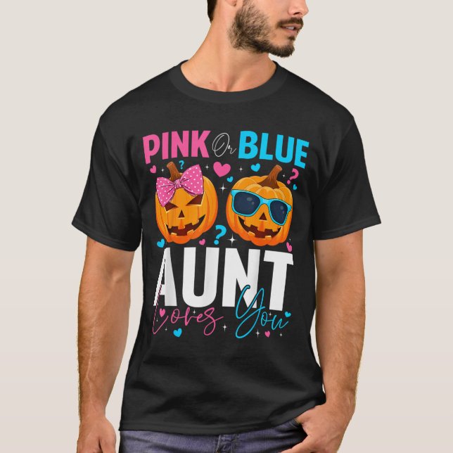 Nk Or Blue Aunt Loves You Pumpkin Halloween Gender T-Shirt (Front)