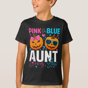 Nk Or Blue Aunt Loves You Pumpkin Halloween Gender T-Shirt