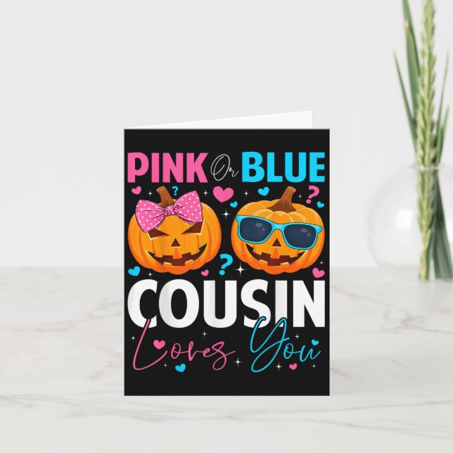 Nk Or Blue Cousin Loves You Pumpkin Halloween Gend Card (Front)