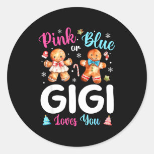 Nk Or Blue Gigi Loves You Gender Reveal Christmas  Classic Round Sticker
