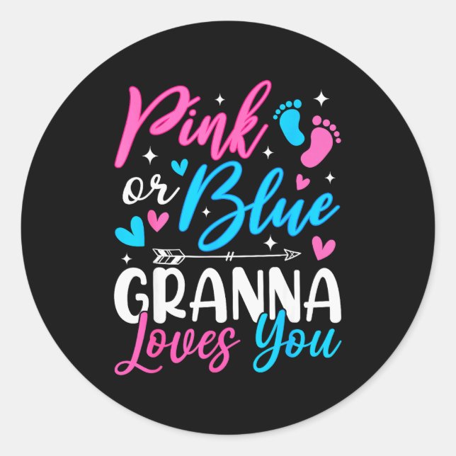 Nk Or Blue Gr Loves You Gender Reveal Baby  Classic Round Sticker (Front)