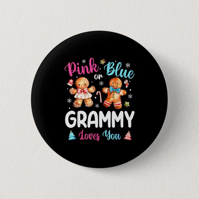 Nk Or Blue Grammy Loves You Gender Reveal Christma 6 Cm Round Badge (Front)