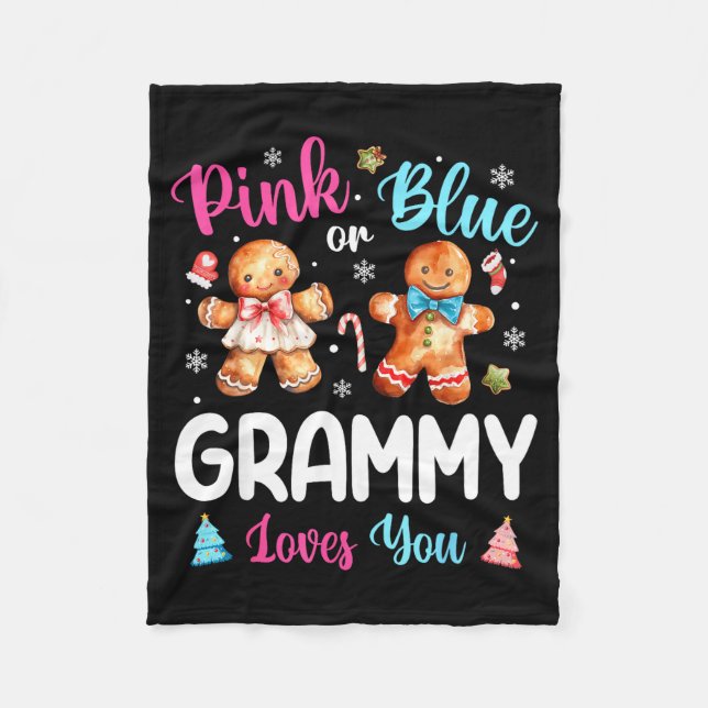 Nk Or Blue Grammy Loves You Gender Reveal Christma Fleece Blanket (Front)