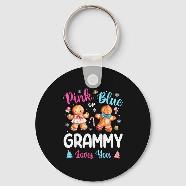 Nk Or Blue Grammy Loves You Gender Reveal Christma Key Ring (Front)