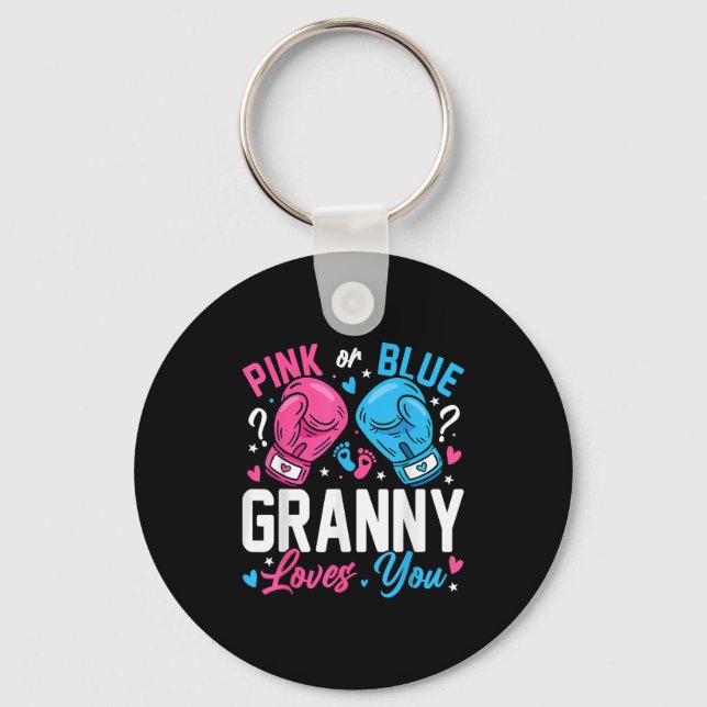 Nk Or Blue Granny Loves You Boxing Gender Reveal  Key Ring (Front)