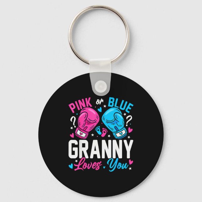Nk Or Blue Granny Loves You Boxing Gender Reveal  Key Ring (Front)
