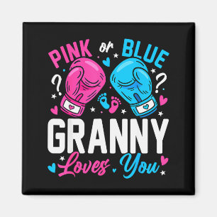 Nk Or Blue Granny Loves You Boxing Gender Reveal Magnet
