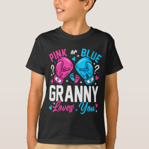 Nk Or Blue Granny Loves You Boxing Gender Reveal  T-Shirt