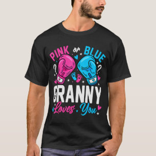 Nk Or Blue Granny Loves You Boxing Gender Reveal  T-Shirt