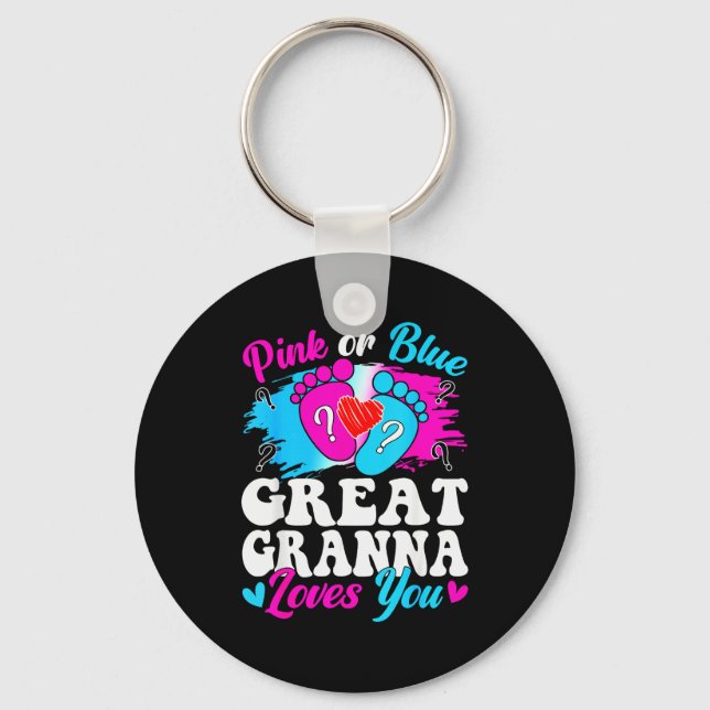 Nk Or Blue Great Gr Love You Baby Gender Reveal  Key Ring (Front)