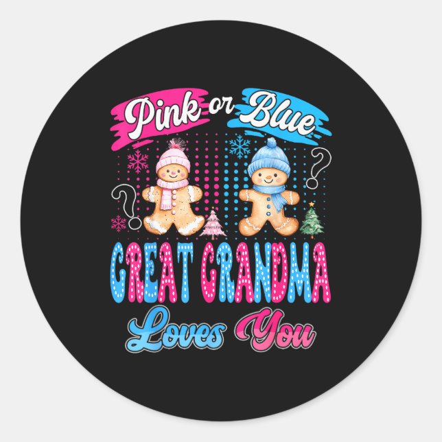 Nk Or Blue Great Grandma Loves You Gingerbread Chr Classic Round Sticker (Front)