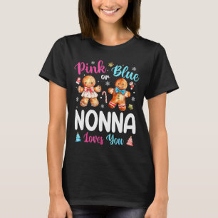 Nk Or Blue Nonna Loves You Gender Reveal Christmas T-Shirt