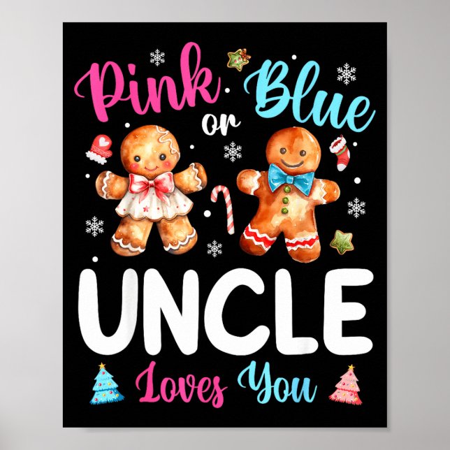 Nk Or Blue Uncle Loves You Gender Reveal Christmas Poster (Front)