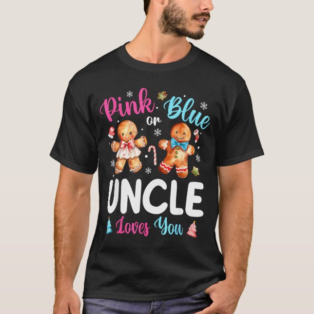 Nk Or Blue Uncle Loves You Gender Reveal Christmas T-Shirt (Front)