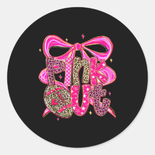Nk Out Breast Cancer Football Coquette Bow Mom Gir Classic Round Sticker