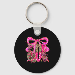Nk Out Breast Cancer Football Coquette Bow Mom Gir Key Ring