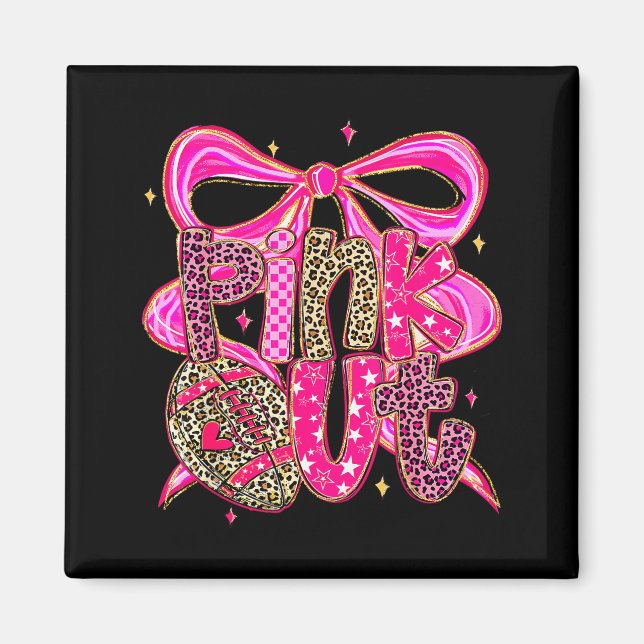Nk Out Breast Cancer Football Coquette Bow Mom Gir Magnet (Front)