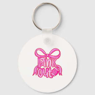 Nk Out Football Bow Preppy Breast Cancer Awareness Key Ring