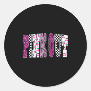 Nk Out Leopard Checkered Breast Cancer Football Ga Classic Round Sticker