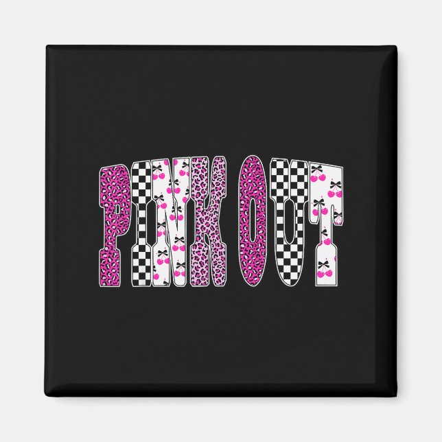Nk Out Leopard Checkered Breast Cancer Football Ga Magnet (Front)