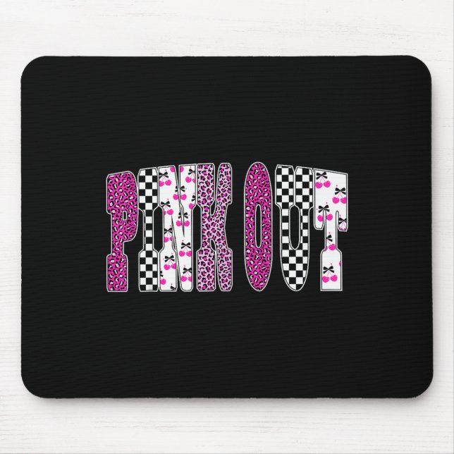 Nk Out Leopard Checkered Breast Cancer Football Ga Mouse Mat (Front)