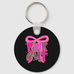 Nk Out Leopard Football Bow Breast Cancer Awarenes Key Ring
