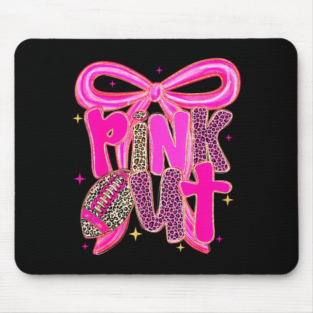 Nk Out Leopard Football Bow Breast Cancer Awarenes Mouse Mat (Front)