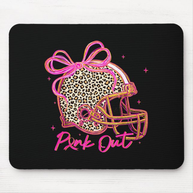 Nk Out Leopard Football Helmet Bow Preppy Breast C Mouse Mat (Front)