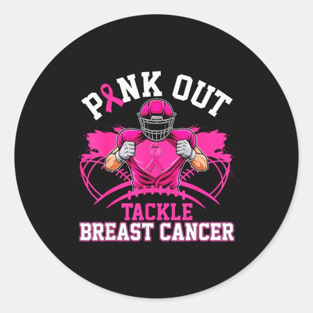 Nk Out Tackle Breast Cancer Awareness American Foo Classic Round Sticker (Front)