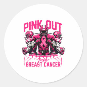 Nk Out Tackle Breast Cancer Awareness American Foo Classic Round Sticker