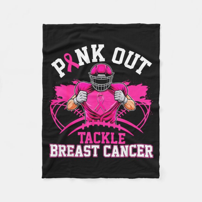 Nk Out Tackle Breast Cancer Awareness American Foo Fleece Blanket (Front)