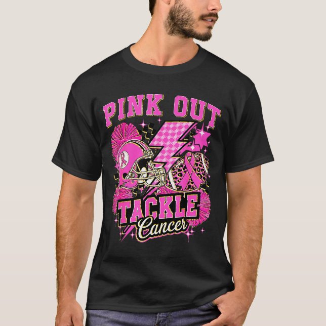 Nk Out Tackle Breast Cancer Awareness American Foo T-Shirt (Front)