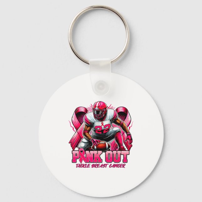 Nk Out Tackle Breast Cancer Awareness Football Men Key Ring (Front)