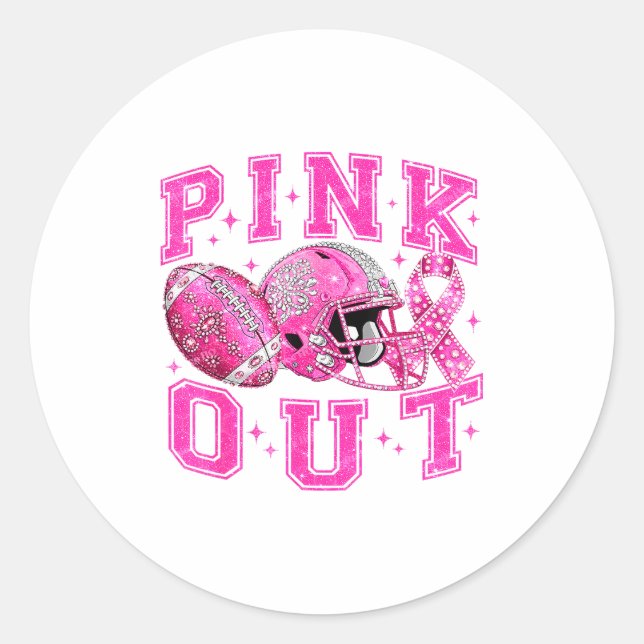 Nk Out Tackle Breast Cancer Awareness Football Nk  Classic Round Sticker (Front)