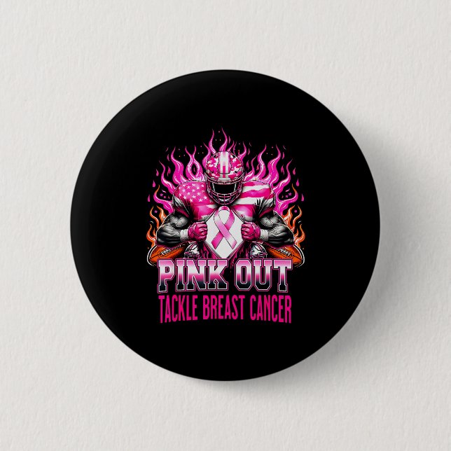 Nk Out Tackle Football Breast Cancer Awareness Men 6 Cm Round Badge (Front)