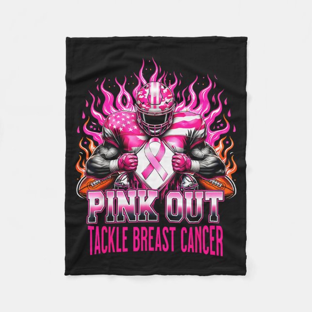Nk Out Tackle Football Breast Cancer Awareness Men Fleece Blanket (Front)
