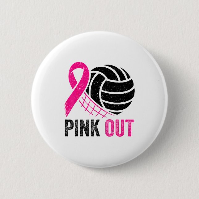 Nk Out Volleyball Breast Cancer Awareness Nk Ribbo 6 Cm Round Badge (Front)