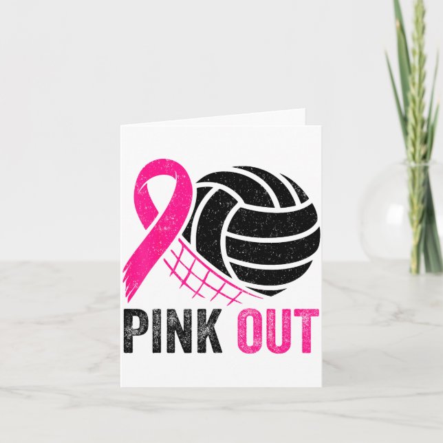 Nk Out Volleyball Breast Cancer Awareness Nk Ribbo Card (Front)